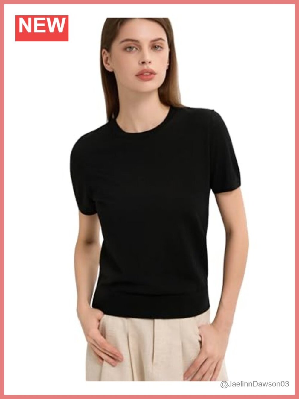Women's 120s Extra-Fine Merino Wool Short Sleeve Crewneck Sweater